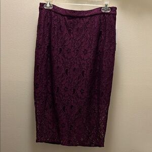 JustFab Plum Lace Pencil Skirt